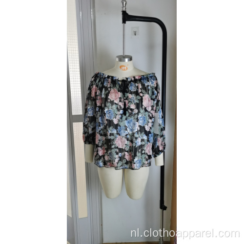 Modieuze off-shoulder trompet ruches damesblouse